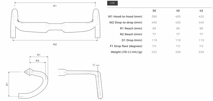 AEROFLUX INTEGRALE LTD 3T Carbon Aero Racing Lenker/Dropbar