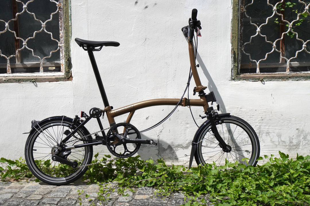klapprad brompton Brompton P Line Explore Mid Bronze Sky Metallic 12-Gang Faltrad/Klappr – Grundtner
